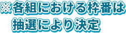 ※各組における枠番は抽選により決定